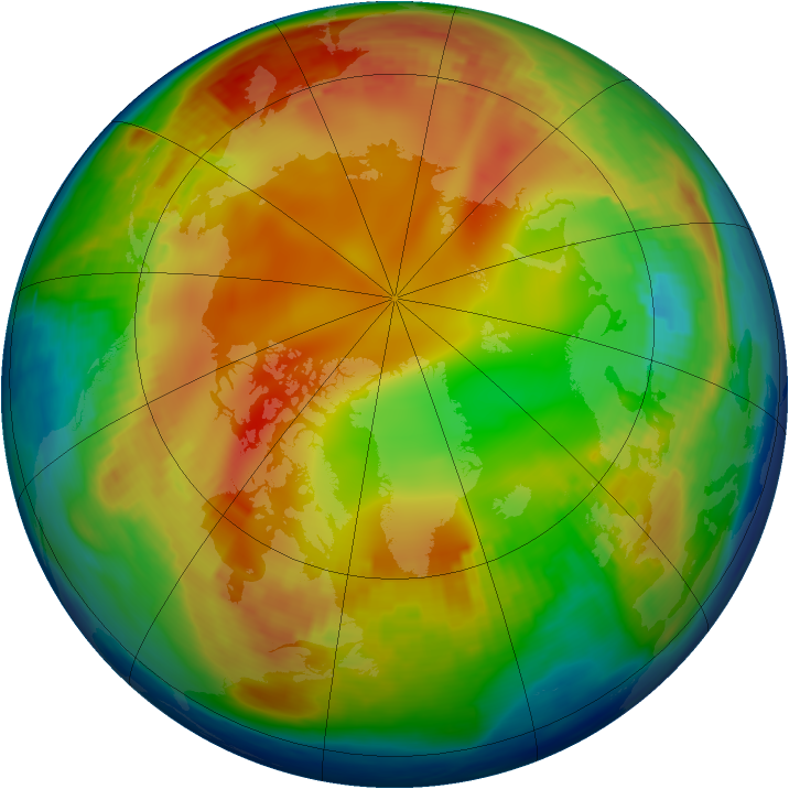 Arctic ozone map for 15 January 1985